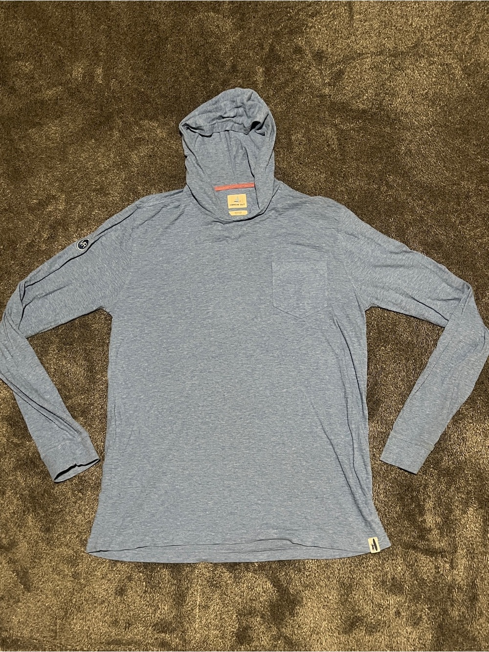 Johnnie-O Men’s Lightweight Performance T-Shirt Hoodie - Heather Blue Size M